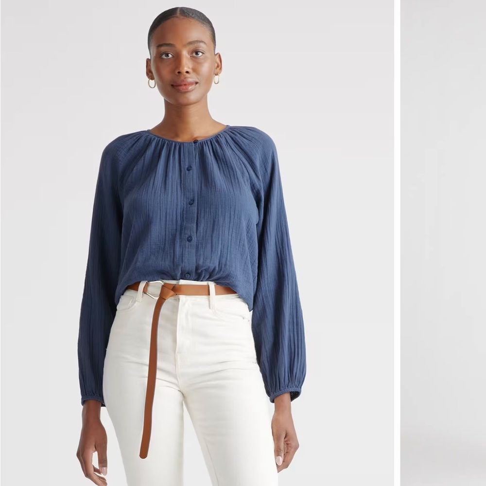 Quince Organic Cotton Gauze Peasant Blouse